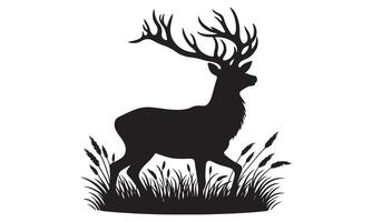 Silhouette of a deer in the grass vector