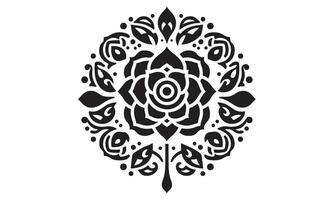 A black and white design with a flower in the center vector