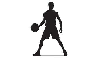 Silhouette of a basketball player holding a ball vector