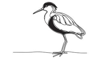 A drawing of a bird with long legs vector