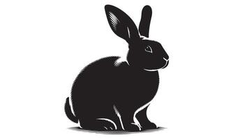 Black and white silhouette of a rabbit on a white background vector