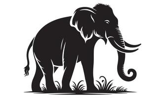 An elephant is standing in the grass with its trunk out vector
