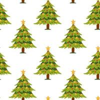 Pink christmas tree ornaments seamless pattern. New year and Christmas seamless pattern with christmas tree on pink background illustration. vector