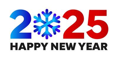 Happy new year banner. Text and snowflake vector