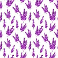 Lavender field seamless repeat pattern. Beautiful violet lavender retro background. Elegant fabric on light background vector