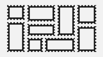 Set of abstract black postage stamps. Post stamp frame and border with copy space vector