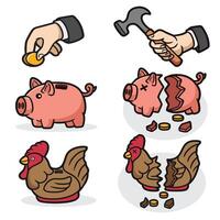 set of piggy bank good for sticker, element design, badge, icons, etc vector