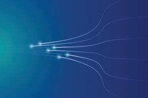 Quiet blue space with cyber light trails. Circuit line technology digital on a blue background. Internet network connection, speed transfer data communication, cyber nano information. vector