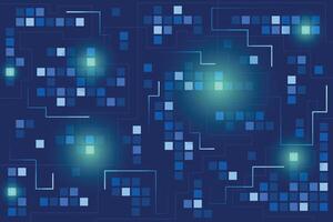 Circuit line technology digital on a blue background. Internet network connection, transfer data communication, cyber nano information. Futuristic square pixels backdrop. vector