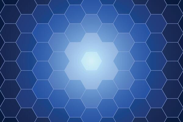 Abstract gradient blue color of futuristic surface hexagon backdrop. Circuit line technology digital on a blue background. Internet network connection, transfer data communication.