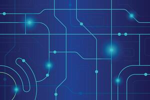 Circuit line technology digital on a blue background. Internet network connection, transfer data communication, cyber nano information. Electronic lines backdrop. vector