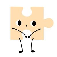 Puzzle with Face. Emotion. Colored character. Cartoon style. Flat design. Hand drawn trendy illustration isolated on white background vector