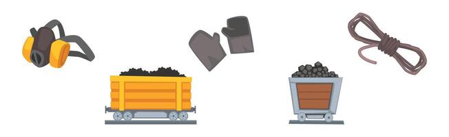 Mining Industry Tool and Extracting Equipment Set vector