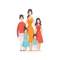 Mother of Many Children with Two Daughters and Sons Illustration vector
