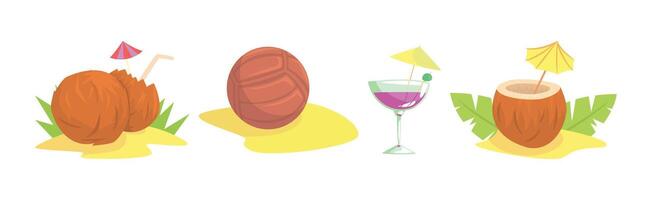 Hawaiian Party Symbol and Object Colorful Set vector