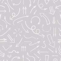 Hand drawn doodle arrows seamless pattern. Different types of arrows on pastel blue background vector