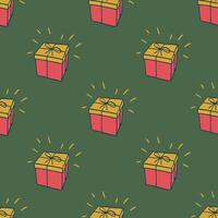 Present boxes seamless pattern in retro style. Simple illustration for greeting cards, invitations, textile, wrapping paper vector