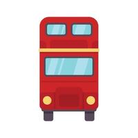 Red double decker bus driving front view minimalist illustration vector