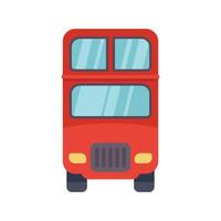 Red double decker bus driving front view isolated illustration vector