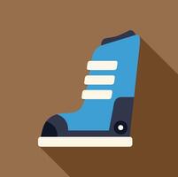 Blue snowboarding boot standing upright on brown background vector