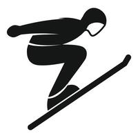 Silhouette of a skier jumping with skis during a competition or training session vector