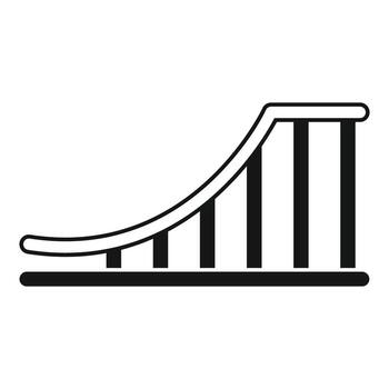 Waterslide with supporting structure standing on a platform, simple black and white icon vector