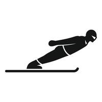 Professional ski jumper performing a jump with skis and helmet vector
