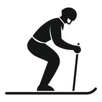 Professional skier performing downhill skiing in mountains vector