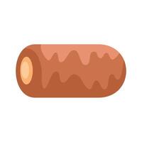 Sweet roll cake covered in drizzling glaze on white background vector