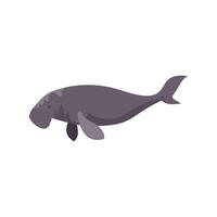 Large sea cow dugong swimming underwater with tail and flippers visible vector