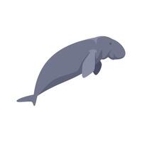 Large grey dugong swimming underwater gracefully vector