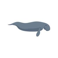 Gray dugong swimming underwater in ocean or sea vector