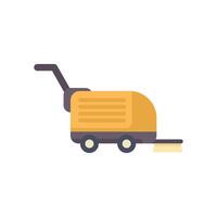 Yellow ride on sweeper cleaning the floor using a rotating brush vector