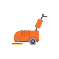 Orange floor cleaning and polishing machine for professional cleaning vector