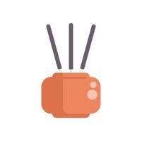 Three incense sticks burning in a clay holder for aromatherapy and relaxation vector