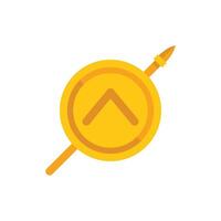 Golden spartan shield and spear pointing upwards representing courage and strength vector