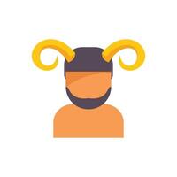 Man wearing ram horns is representing zodiac sign aries vector