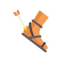 Achilles heel pierced by arrow representing weakness concept vector
