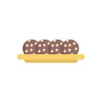 Chocolate chip cookies resting on a yellow plate vector