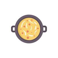 Steaming hot soup cooking in a pot on a stove top vector