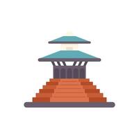 Ancient asian temple building with pagoda roof standing on top of stairs vector