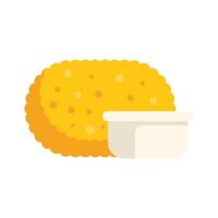 Round breaded chicken nugget with dipping sauce icon vector