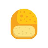 Yellow cheese block being sliced with knife on white background vector