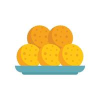 Plate full of freshly baked cookies is waiting on the table vector