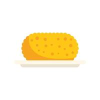 Freshly baked bread loaf resting on a plate vector
