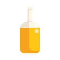 Glass bottle containing orange liquid with bubbles displaying minimalist style vector