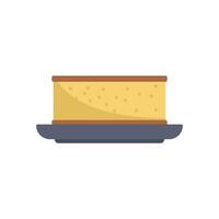 Rectangular piece of cake on a plate side view vector