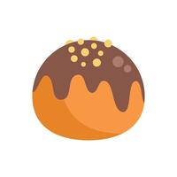 Chocolate covered donut with sprinkles drizzling on orange background vector
