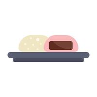 Japanese mochi rice cakes with red bean paste on a tray vector