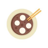 Bowl of tangyuan with chopsticks resting on top vector